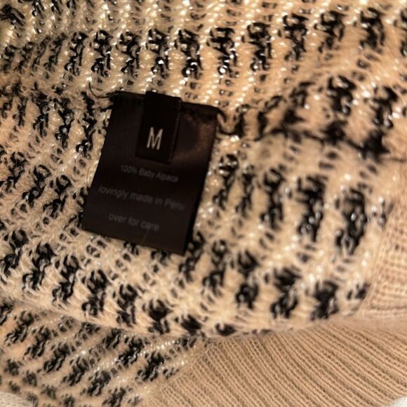 Rachel Comey Medium Black & Cream Alpaca Patterned Belted Cardigan Kimono Jacket - Picture 3 of 6